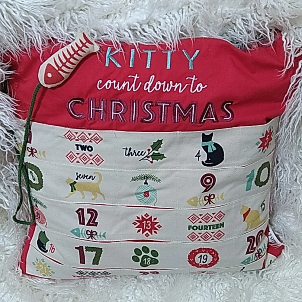 Jingles & Joy Kitty Christmas Advent Pillow